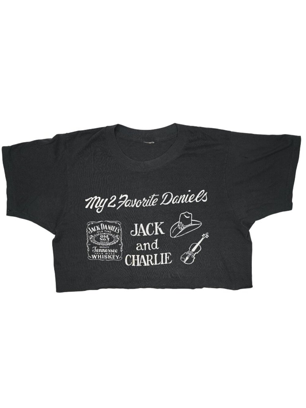 Jack Daniels My 2 Favorite Crop Top in Black